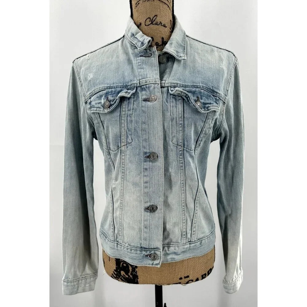 Ralph Lauren Denim & Supply Women’s Extra Small XS Trucker Distress Jean Jacket